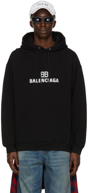 Photo: Balenciaga Black Pixel Logo Hoodie