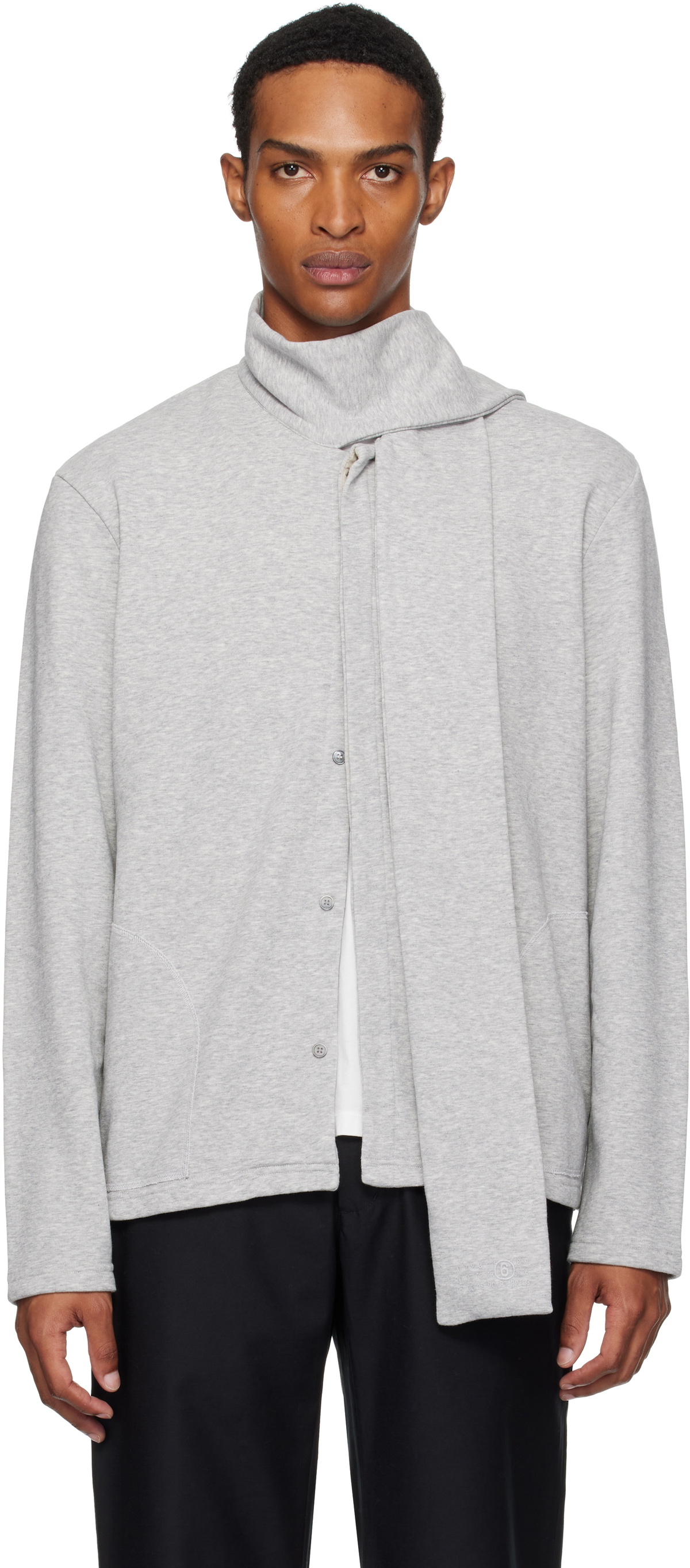 MM6 Maison Margiela Gray Long Sleeve Scarf Sweatshirt