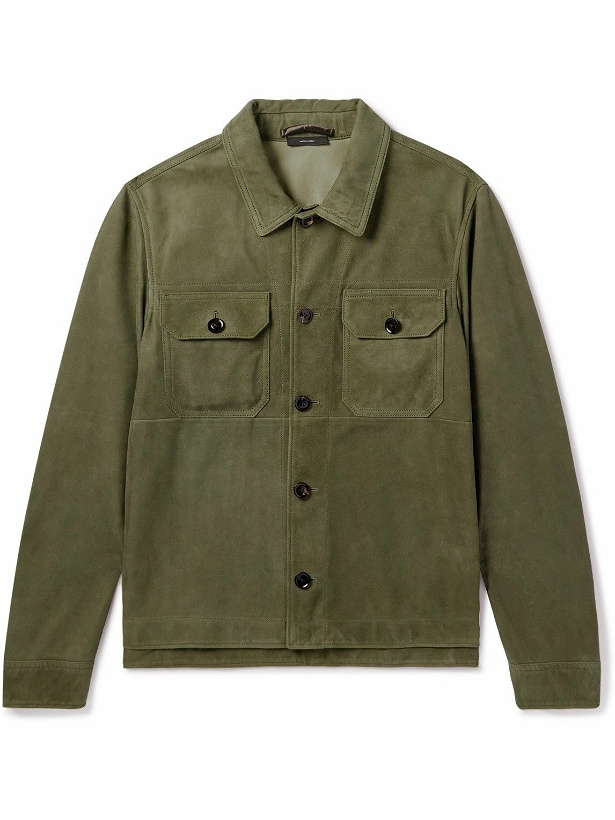 Photo: TOM FORD - Leather-Trimmed Suede Blouson Jacket - Green