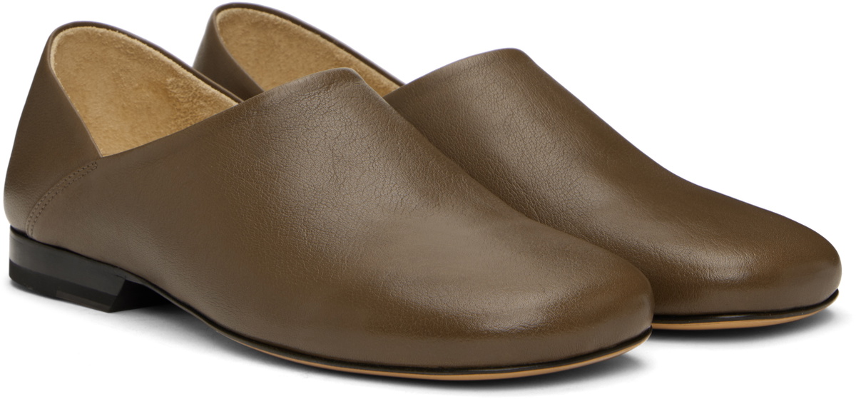 LEMAIRE Brown Leather Slippers
