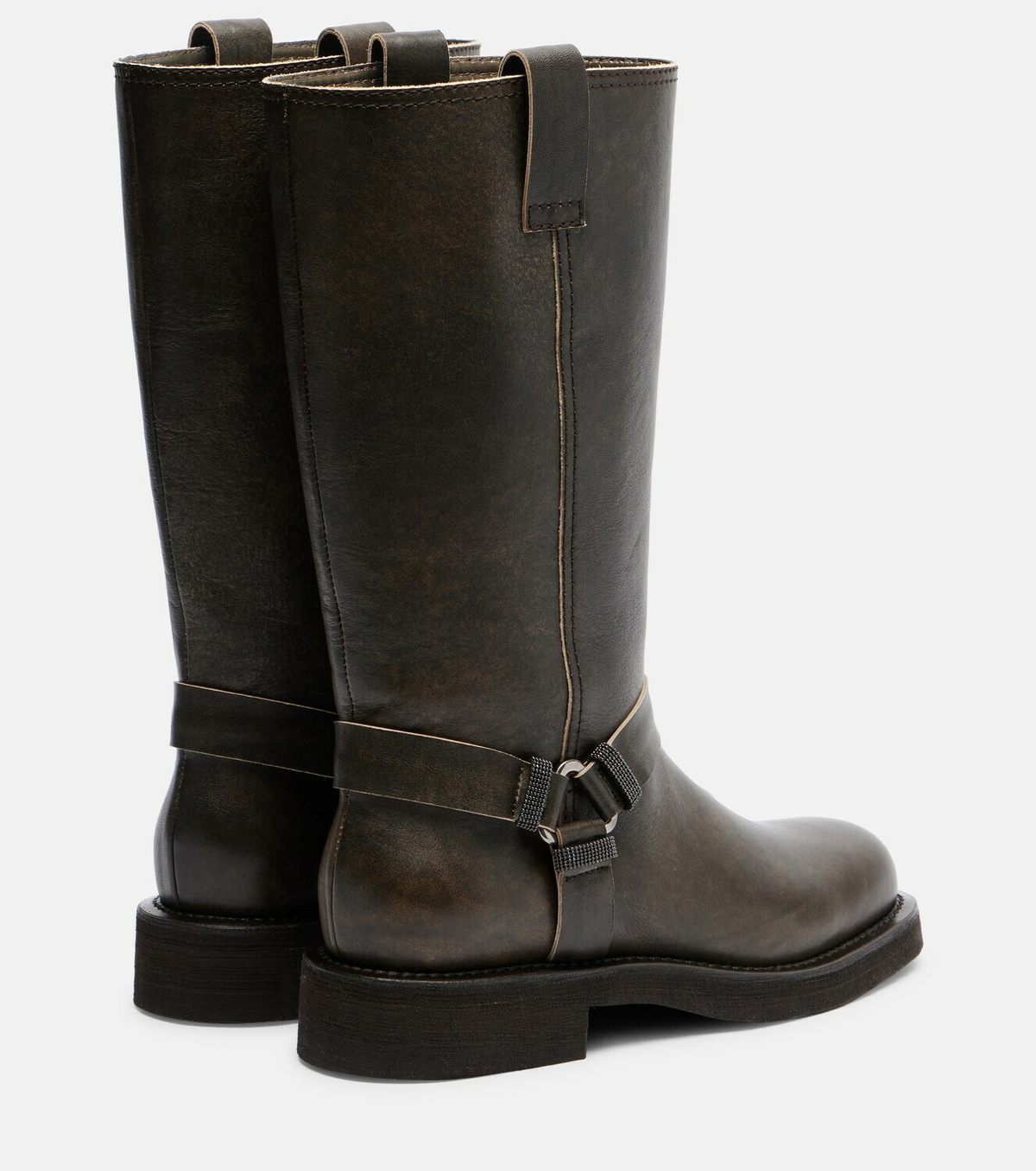 Brunello Cucinelli Monili leather knee-high boots