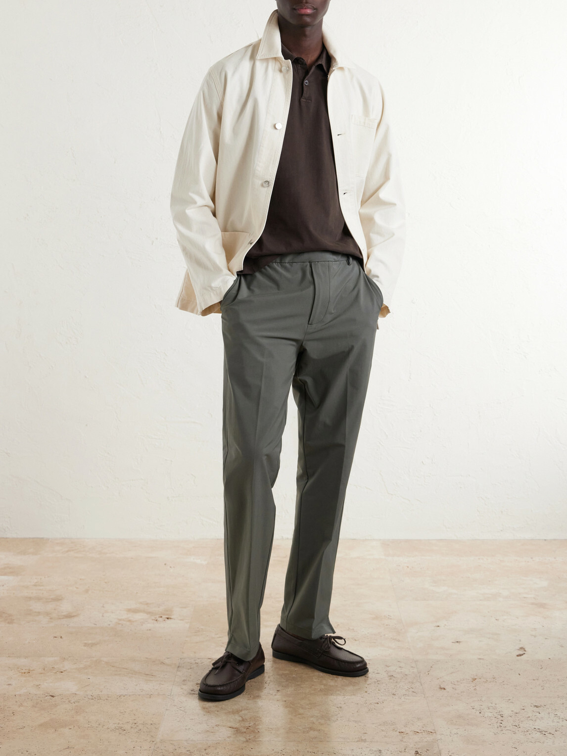 James Perse - Slim-Leg Stretch Cotton-Blend Trousers - Green