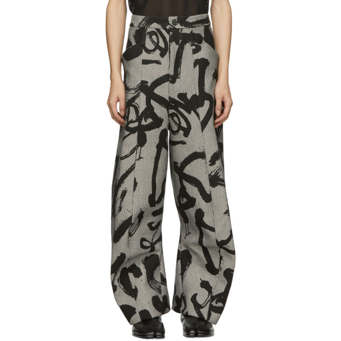 Kozaburo Black and White Firefighter Sashiko Trousers Kozaburo