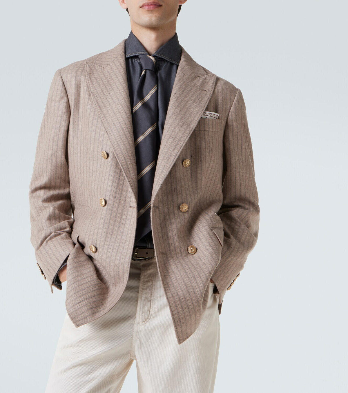 Brunello Cucinelli Striped cashmere and silk blazer