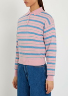 Guest In Residence Collegiate Striped Cashmere Polo Shirt Pink