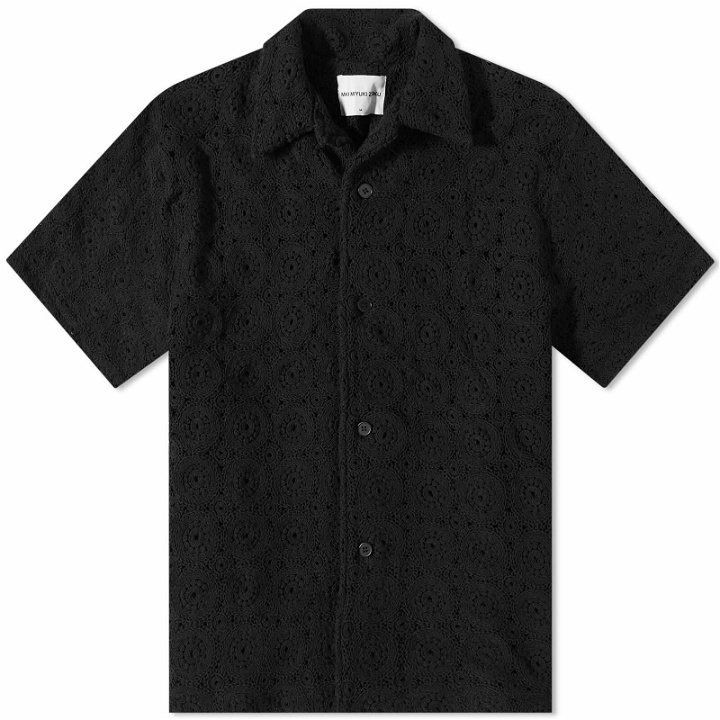 Photo: MKI Men's Crochet Vacation Shirt in Black