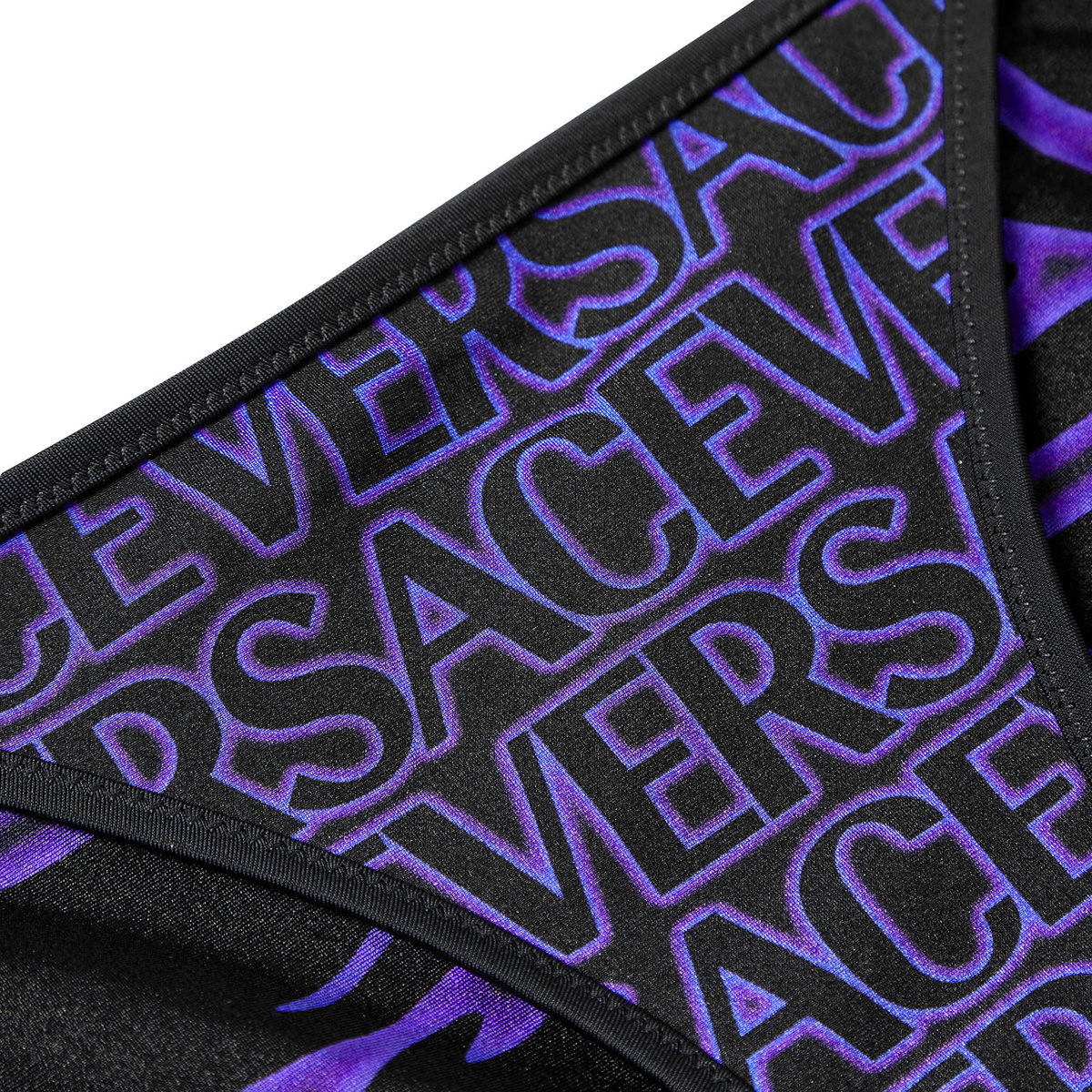 Versace Women's All Over Logo Bikini Bottoms in Black/Orchid Versace