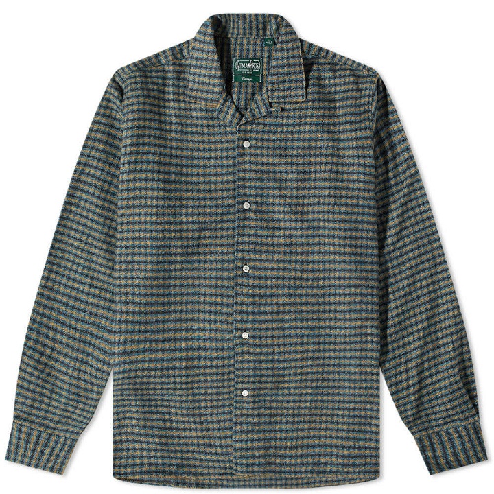 Photo: Gitman Vintage Men's Camp Collar Tweed Overshirt in Winter Check