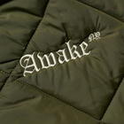 Awake NY Quilted Patch Bomber Jacket in Olive