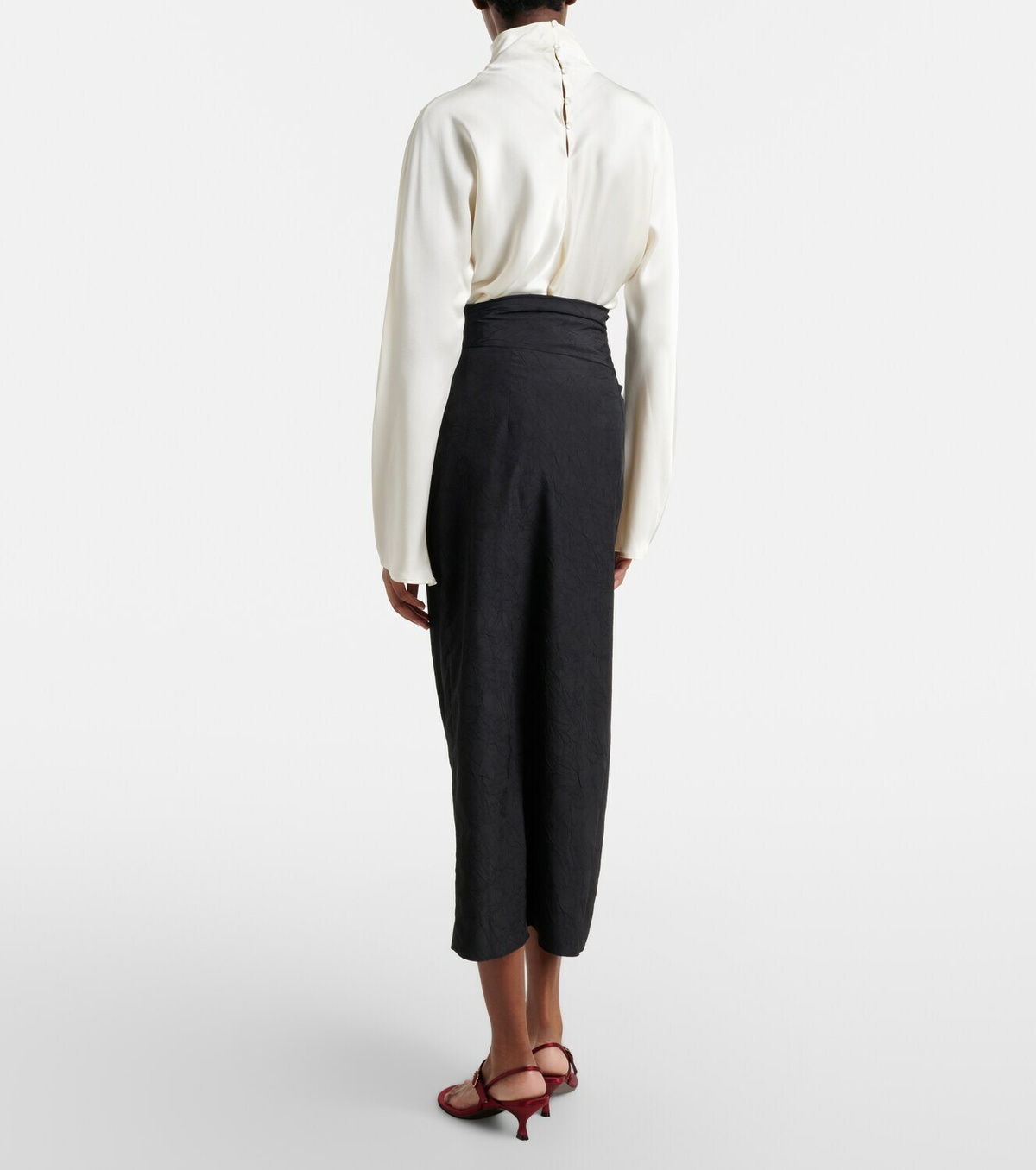 Róhe Gathered midi skirt