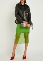 Khaite June Hooded Peplum-hem Leather Jacket Black