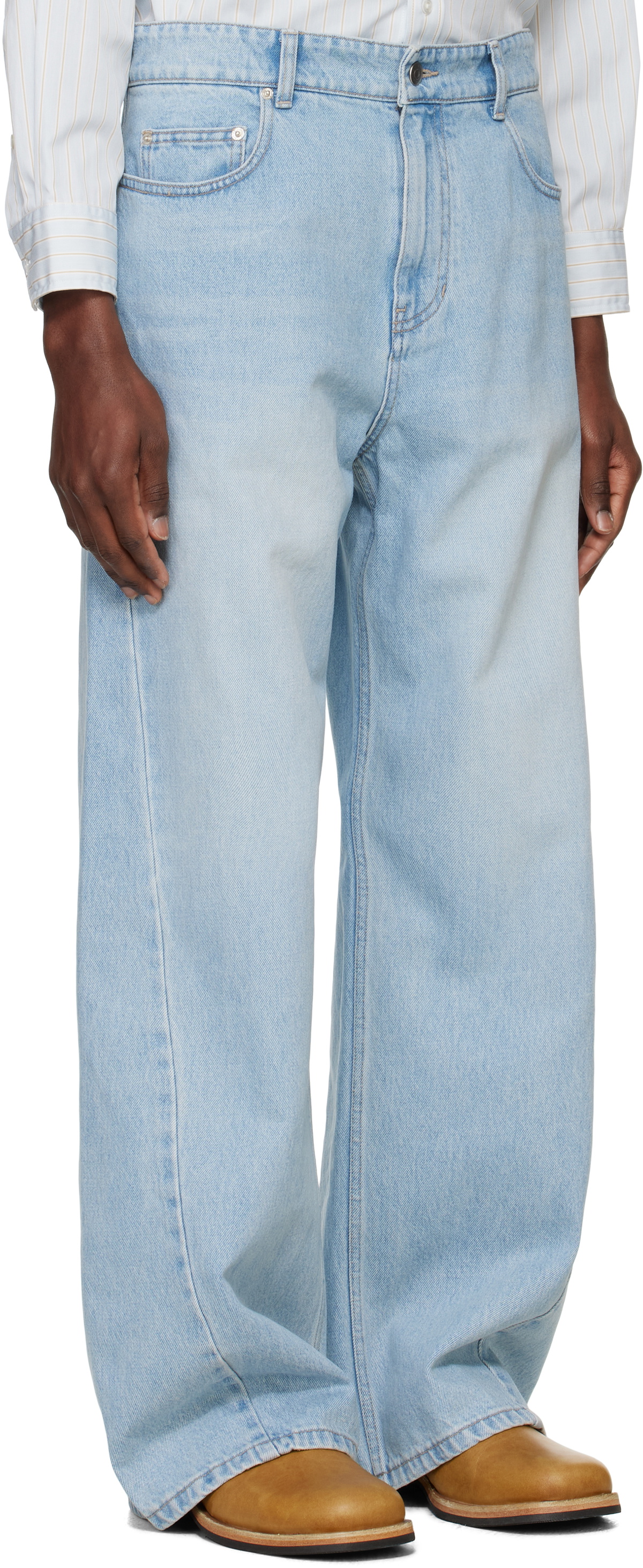 System Blue Twisted Side Seam Denim Jeans
