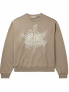 Acne Studios - Logo-Flocked Cotton-Jersey Sweatshirt - Neutrals