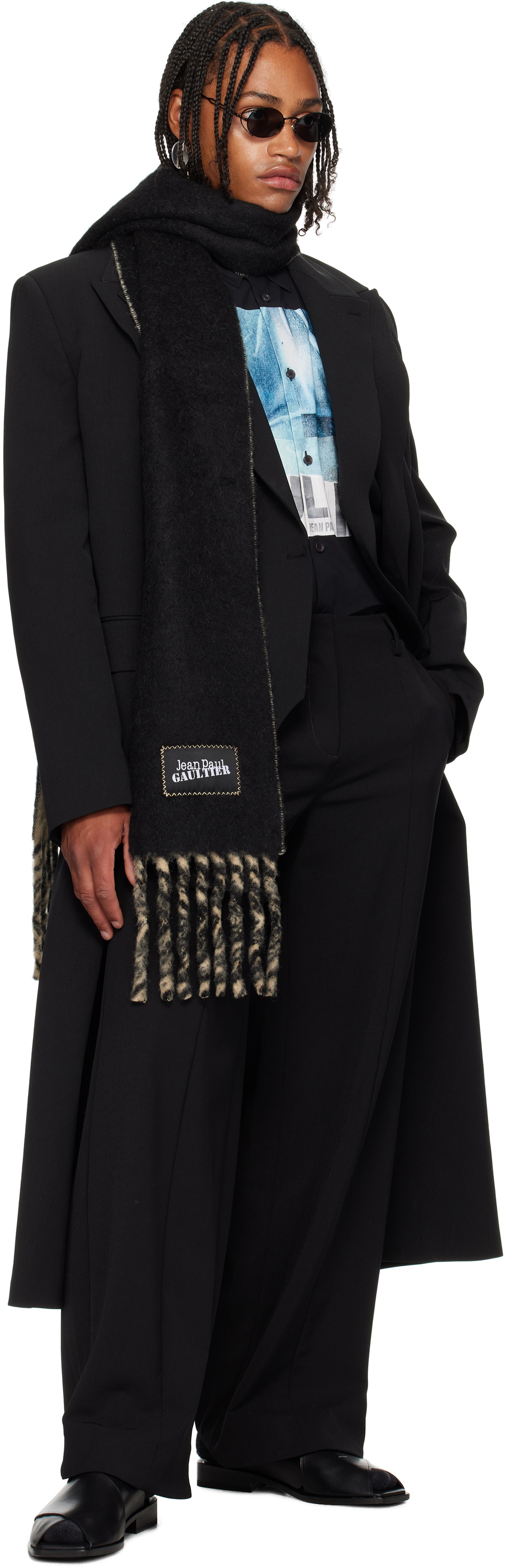 Jean Paul Gaultier Beige & Black Alpaca Scarf