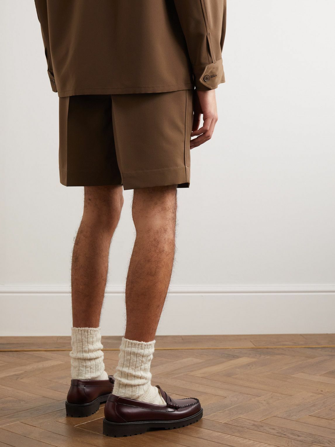 Kaptain Sunshine - Gurkha Straight-Leg Wool-Canvas Shorts - Brown