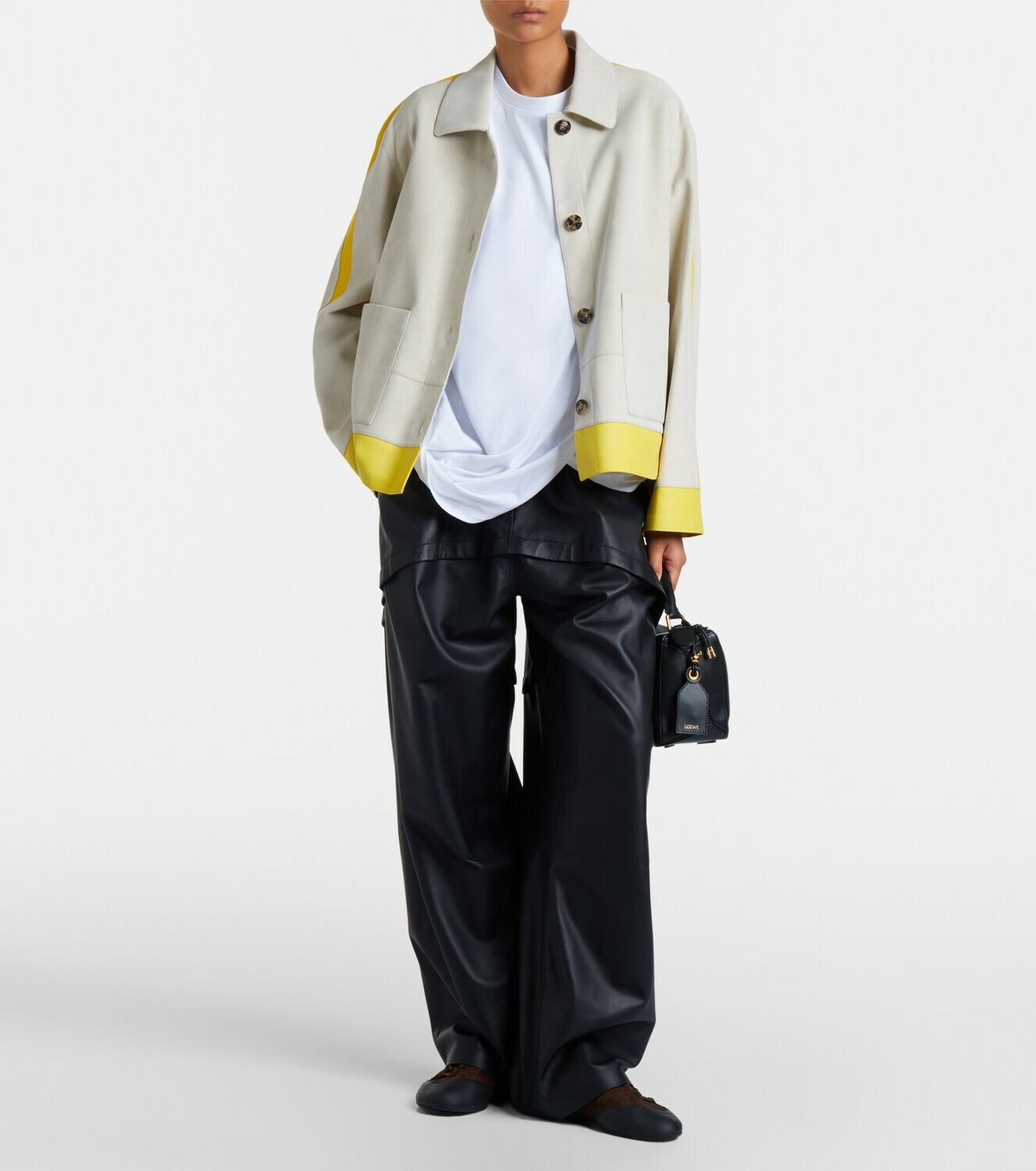 Loewe Paneled leather wide-leg pants