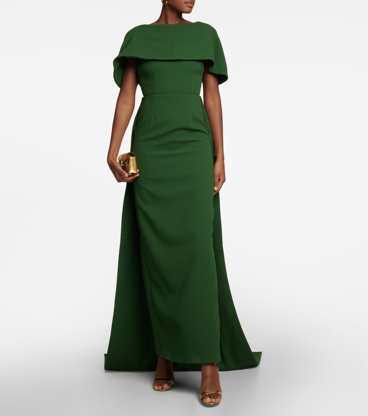 emilia wickstead green cape dress Pinah Dress In Green Graphic Rose Jacquard main image 1