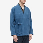 Universal Works Men's Japanese Waffle Kyoto Work Jacket in Faded Blue