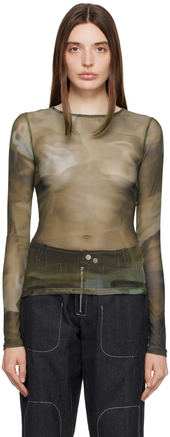 Serapis SSENSE Exclusive Khaki Long Sleeve T-Shirt