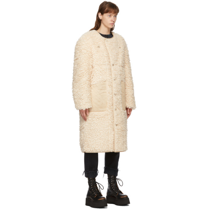 R13 Off White Sherpa Military Liner Coat R13