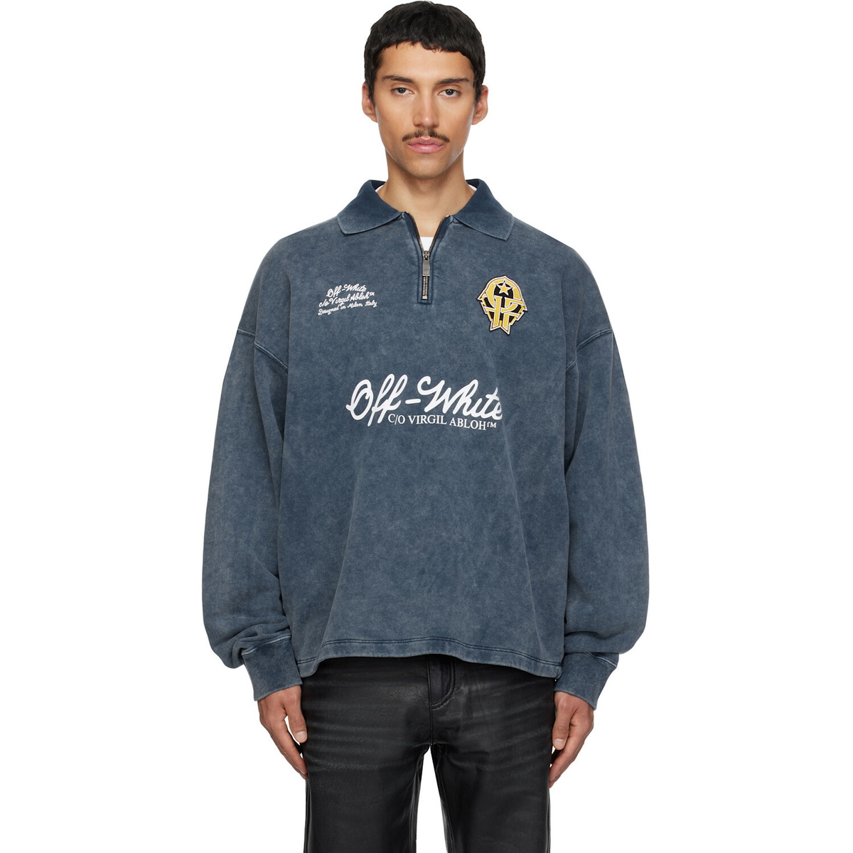 Off-White Navy Sporty 4 Fleece Polo