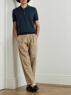 A.P.C. - Gregory Slim-Fit Logo-Embroidered Cotton and Cashmere-Blend Polo Shirt - Blue
