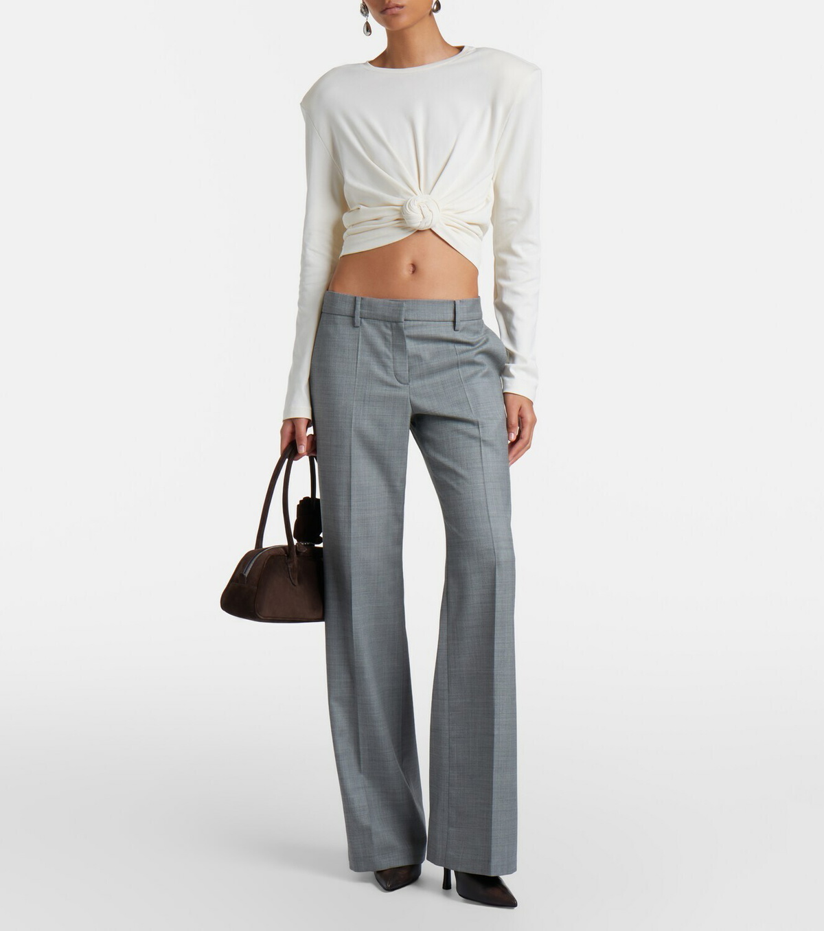 Magda Butrym Cropped cotton-blend jersey top