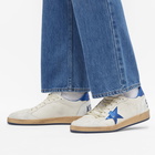 Golden Goose Men's Ball Star Leather Sneakers in White/Bluette