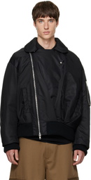 Simone Rocha Black Draped Side Zip Bomber Jacket