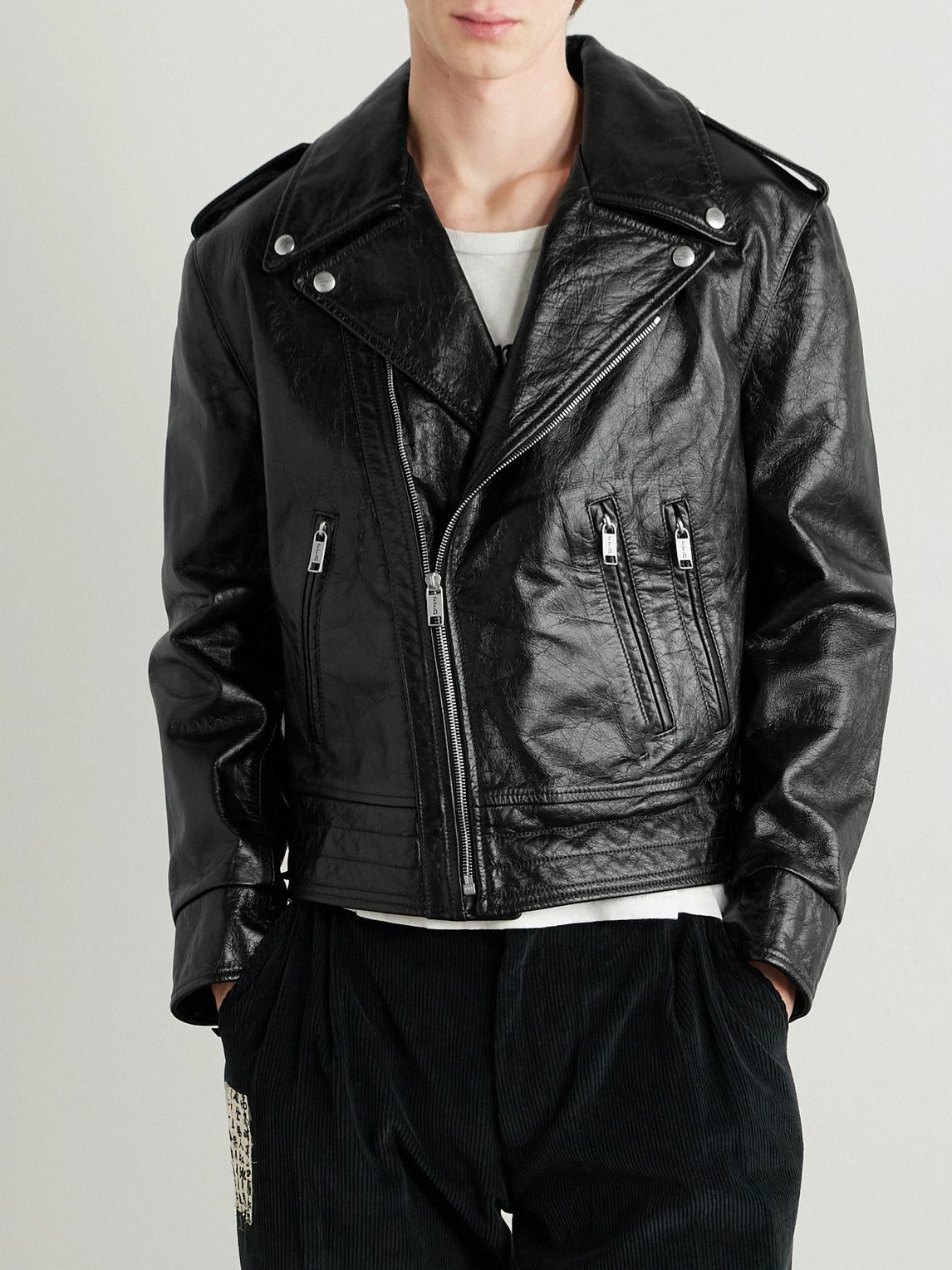 Enfants Riches Déprimés - Distressed Leather Biker Jacket - Black