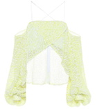 Halpern Sequined off-shoulder cropped blouse