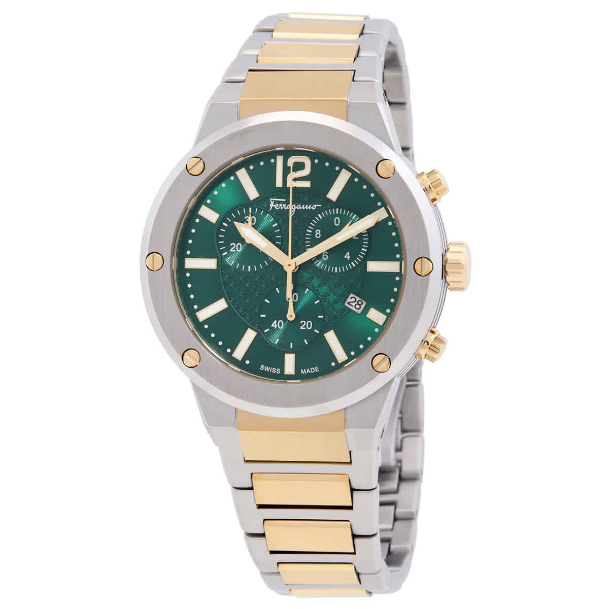 Ferragamo New Gent Chrono Quartz Blue Dial Two-Tone Watch