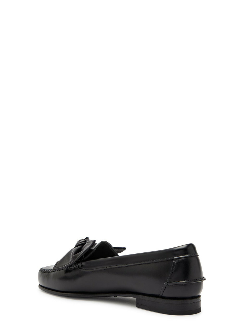 Hereu Corbati Bow-appliquéd Leather Loafers Black