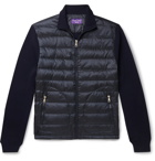 Ralph Lauren Purple Label - Slim-Fit Panelled Merino Wool and Quilted Shell Down Zip-Up Sweater - Blue