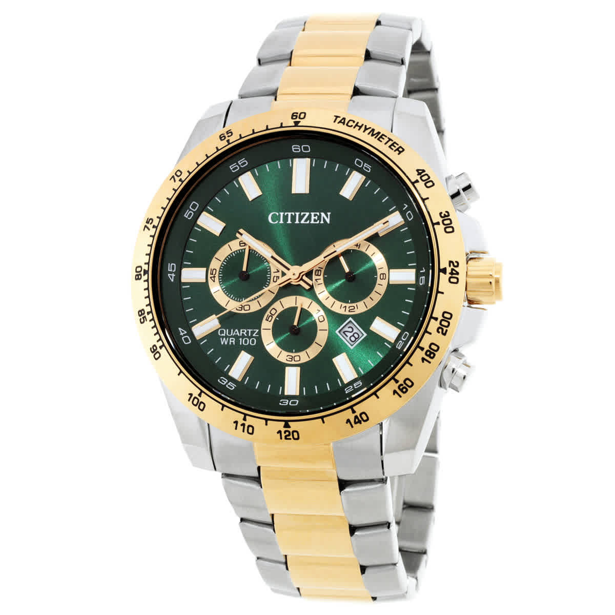 Citizen Sports Chronograph Quartz Green Dial Mens Watch AN8234-58X