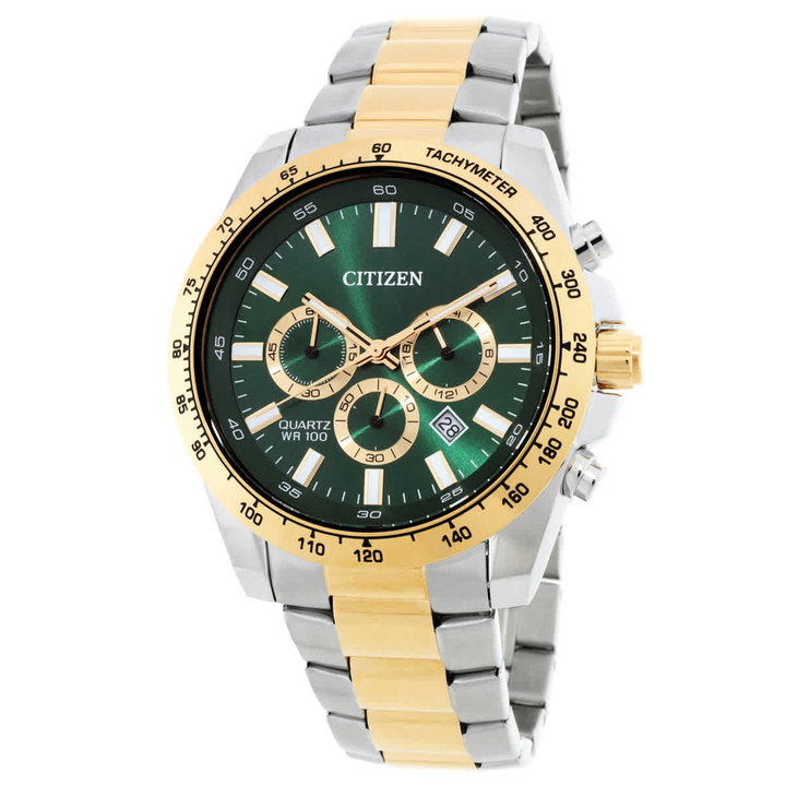 Photo: Citizen Sports Chronograph Quartz Green Dial Mens Watch AN8234-58X