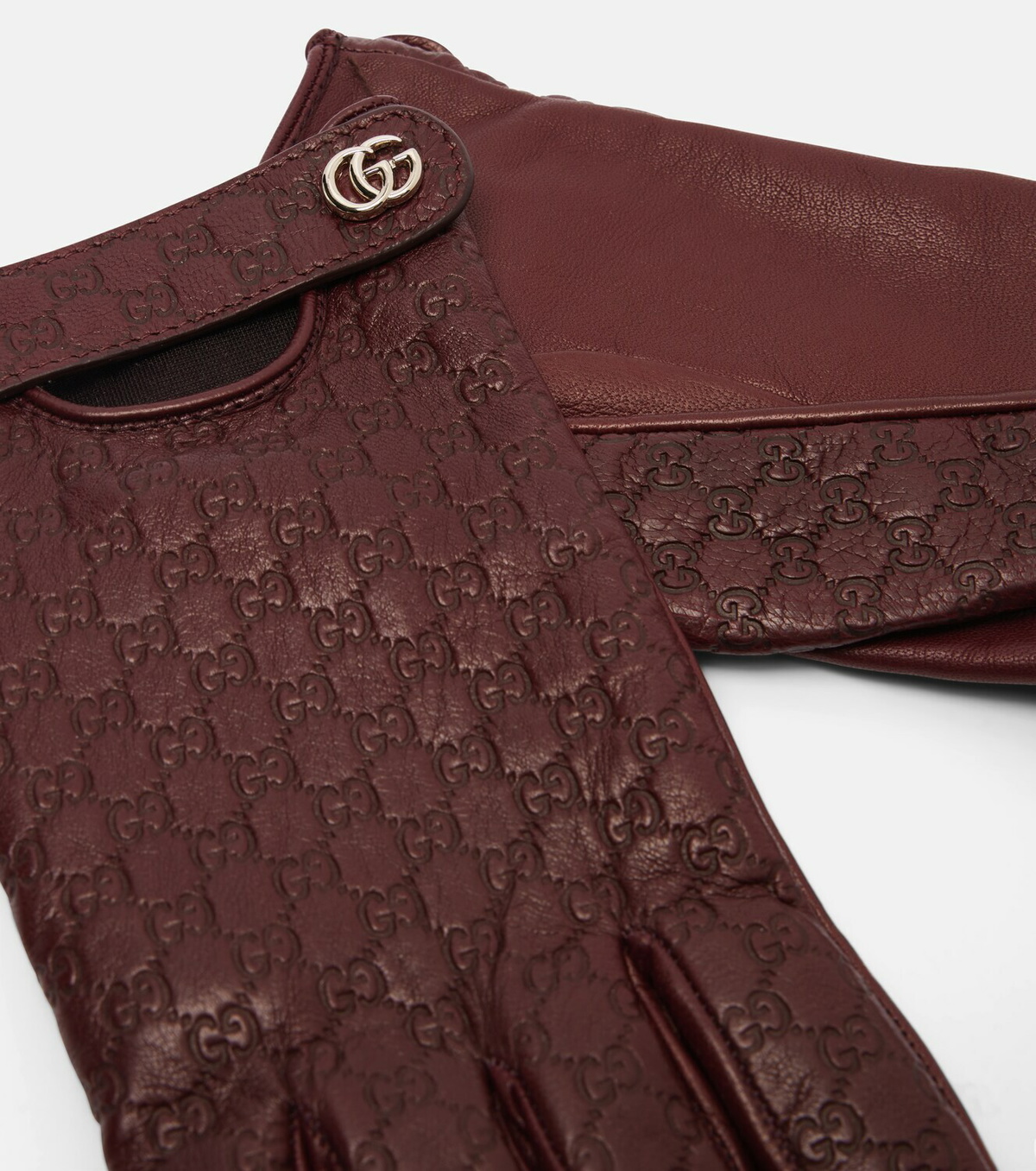 Gucci GG debossed leather gloves