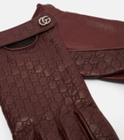 Gucci GG debossed leather gloves