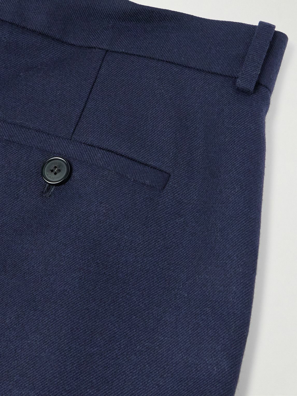LOEWE - Wide-Leg Pleated Wool-Twill Trousers - Blue Loewe