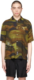 Eytys Khaki & Black Lizard Alonzo Bowling Shirt