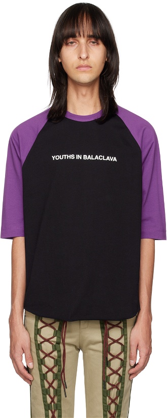 Photo: Youths in Balaclava Purple & Black Crewneck T-Shirt