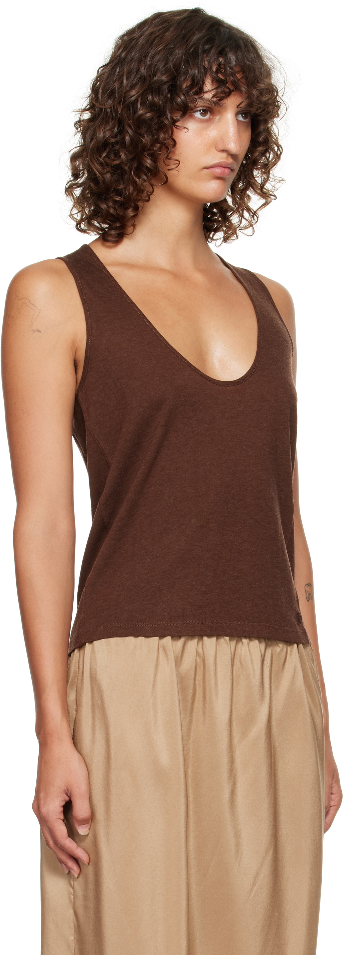 Loulou de Saison Brown Albia LDS Jersey Tank Top