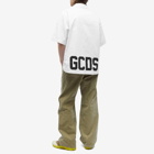 GCDS Men's Low Band Logo Bowling Shirt in White