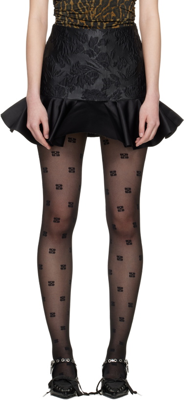 Photo: GANNI Black Satin Cloque Miniskirt