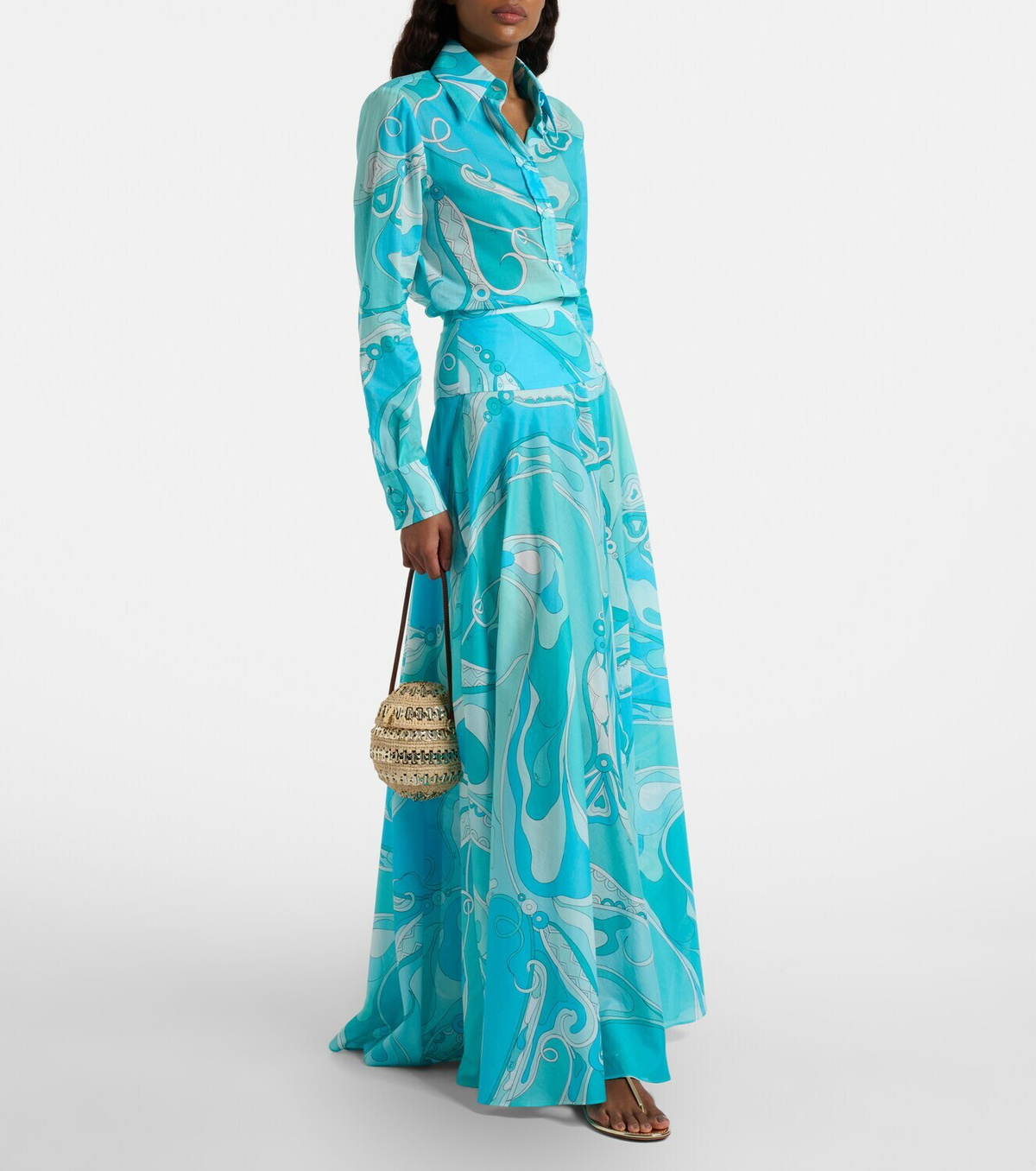 Pucci Orchidee high-rise cotton maxi skirt Emilio Pucci