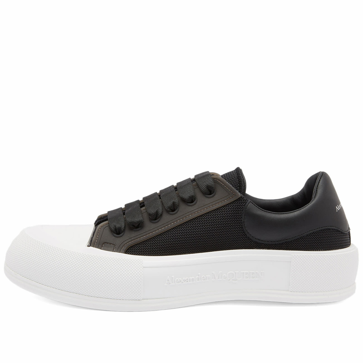 Alexander McQueen Men's Canvas Plimsole Sneakers in Black Alexander McQueen