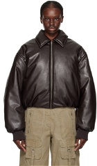 Acne Studios Brown Padded Faux-Leather Bomber Jacket
