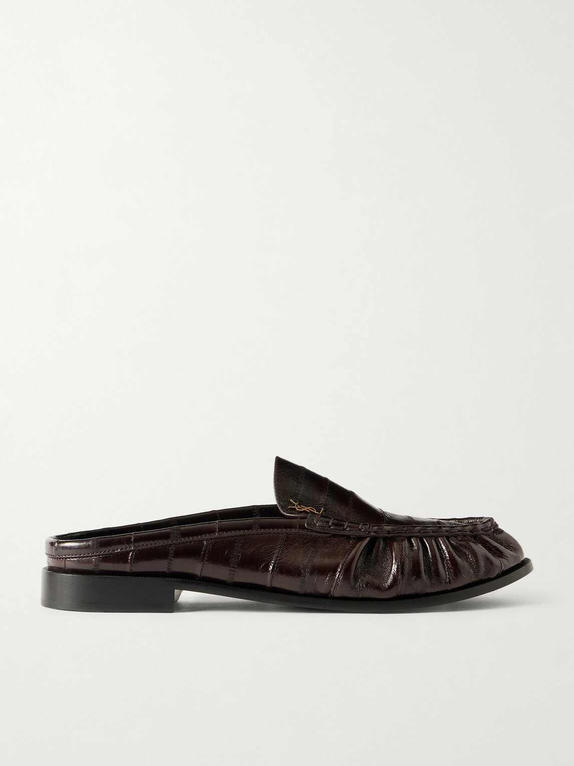 SAINT LAURENT - Le Loafer Logo-Embellished Eel Mules - Brown