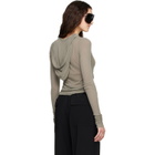 Rick Owens Taupe Tower Cropped Hooded Rib LS T-shirt