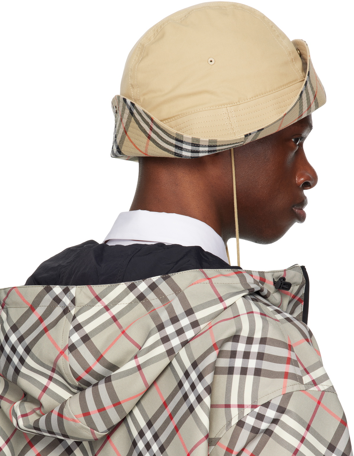 Burberry Beige Check Brim Gabardine Bucket Hat Burberry